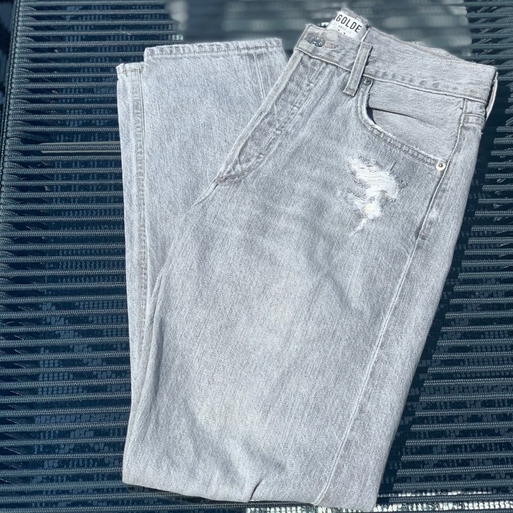 Agolde Light Gray Straight Leg Jeans